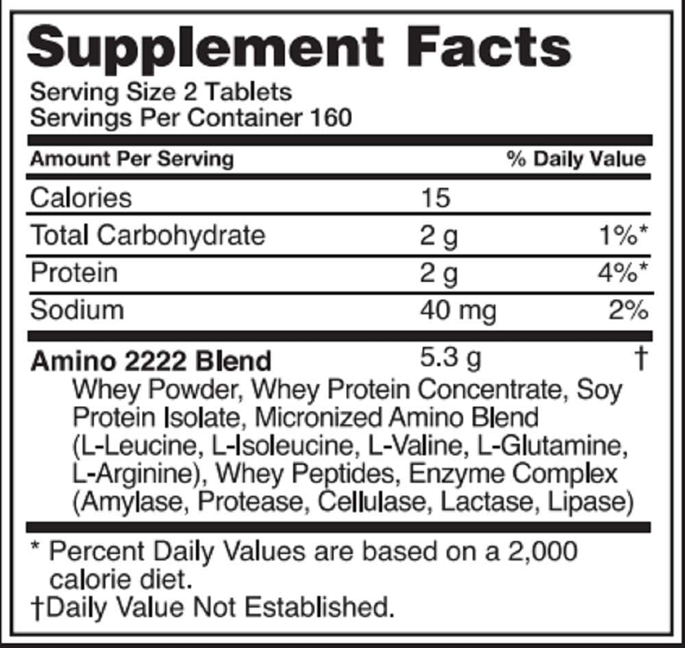 Optimum Nutrition Superior Amino 2222 Tablets, Complete Essential Amino Acids, EAAs, 320 Count: Health & Personal Care