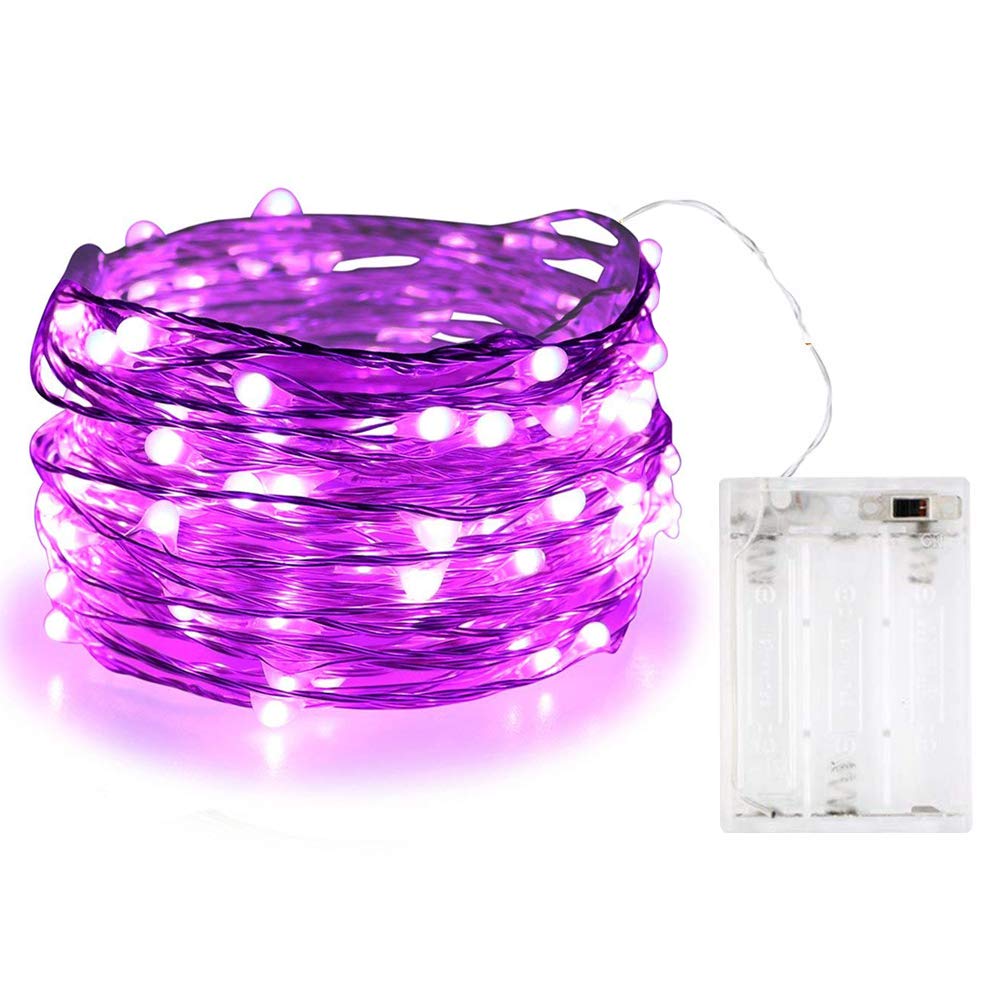 BOLWEO Halloween Decorations, Battery Operated Fairy String Lights,Christmas Decorations Lights,10Ft/3M Copper Wire 30LEDs Indoor Outdoor Home Bedroom Holiday Lighting, Purple