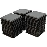 52 Pack 4 x 4 Inch Yousonew Blank Black Slate Coasters Bulk Square Slate Stone Coaster for Drink Bar Kitchen Home,Outdoor Coffee Table,Engraving,Handmade Natural Rough Edge, Set of 52