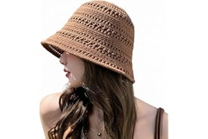 Women's Crochet Bucket Hat - Lightweight Breathable Knit Summer Sun Hat for Beach Travel