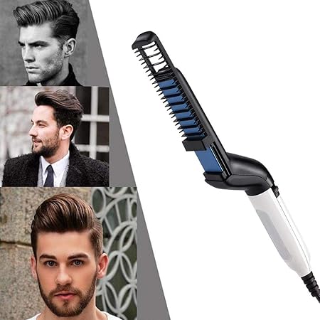 Seasaleshop Männer Schnelle Elektrische Bart Glätteisen Kamm Multifunktionales Bart Haarglätter Kamm Herren-Haar-Lockenwickle