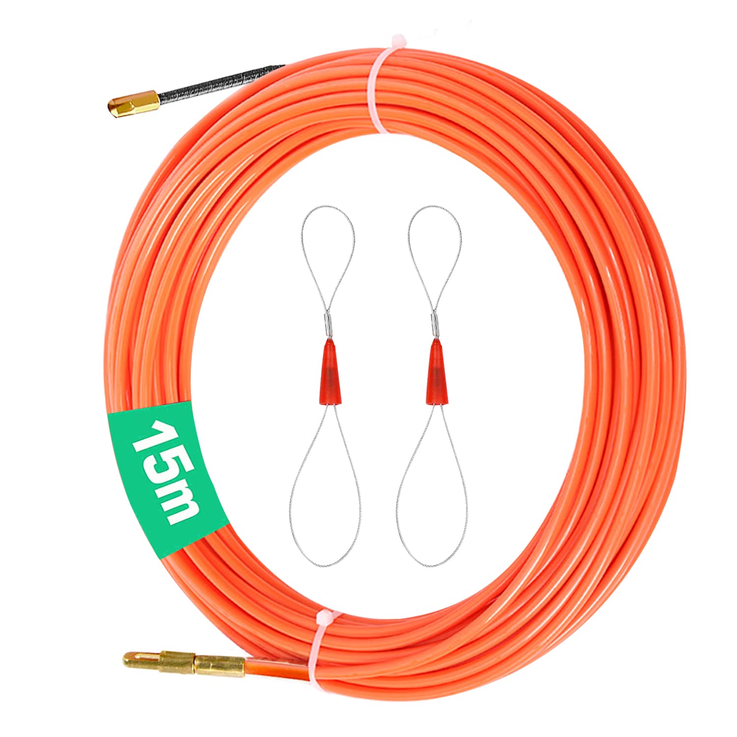 CONNECTION Fish Tape Cable Puller Long 15M Width 3mm Cable Pullers for Electrical Cables Electrical Wire Threader with 2 Metal Lock Wires for Communication Cable,Floor,Wall,Duct(Orange) — image 1