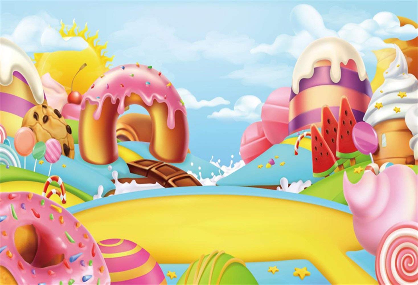 Amazon Com Sweet Cartoon Candy Paradise Backdrop 5x3ft Vinyl