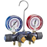 Yellow Jacket 49974 Titan&reg; A2L 4-Valve Manifold Only, 3-1/8" (80mm) Gauges, R-32/454B/410A