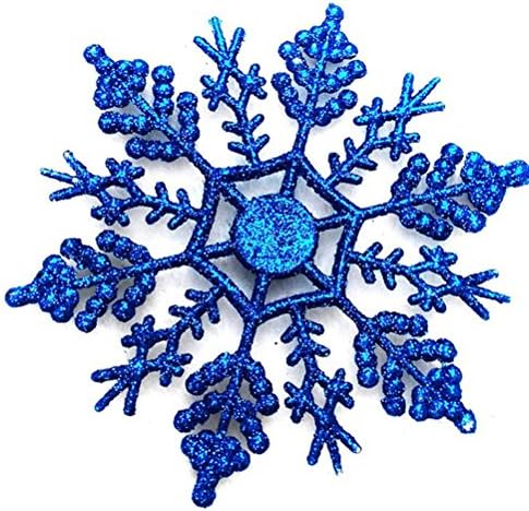 Christmas Tree Ornaments Acrylic Snowflake Pieces Decorative Pendant Loose Powder,12 PCS (Blue)