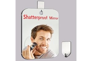 JKNEIWA Shower Mirror Fogless for Shaving, Medium 8 x 6 inch Fogless Mirror for Shower, Small Wall Hanging Portable Travel Camping Mirrors, Unbreakable Handheld Locker Shave Mirror Makeup Plastic, Bathroom