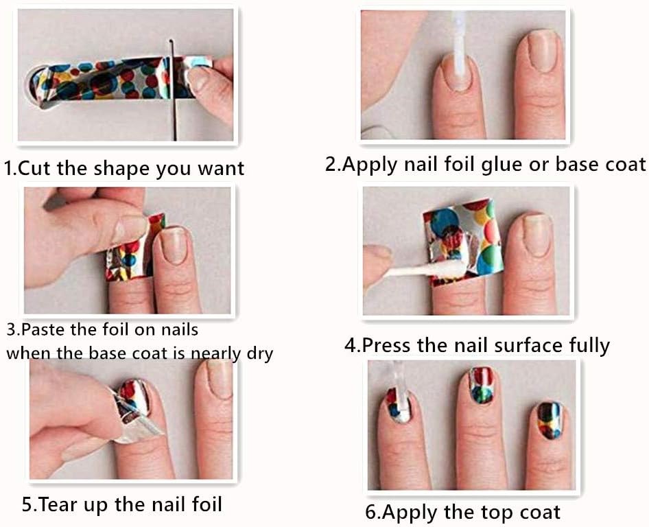 Valuu 50 Sheets Nail Art Foil Transfer Stickers Laser Flower Leopard Print Nail Foil Adhesive Decals Starry Sky Manicure Transfer Tips Nail Art DIY Decoration Kit: Arts, Crafts & Sewing