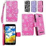 Cellularvilla Wallet Case for BLU Studio 5.5 D610a Pink Glitter Pu Leather Wallet Card Flip Open Pocket Case Cover Pouch
