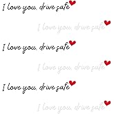 6X I Love You Drive Safe Mirror Sticker, Cute Car Stickers, Holographic Rearview Mirror Decal, Car Stickers for Women, Car Decorations Interior, Fits Most Vehicles (Black/White)
