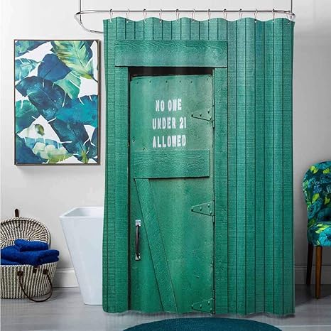 SKDSArts - Cortinas de ducha de tela, color gris y verde azulado