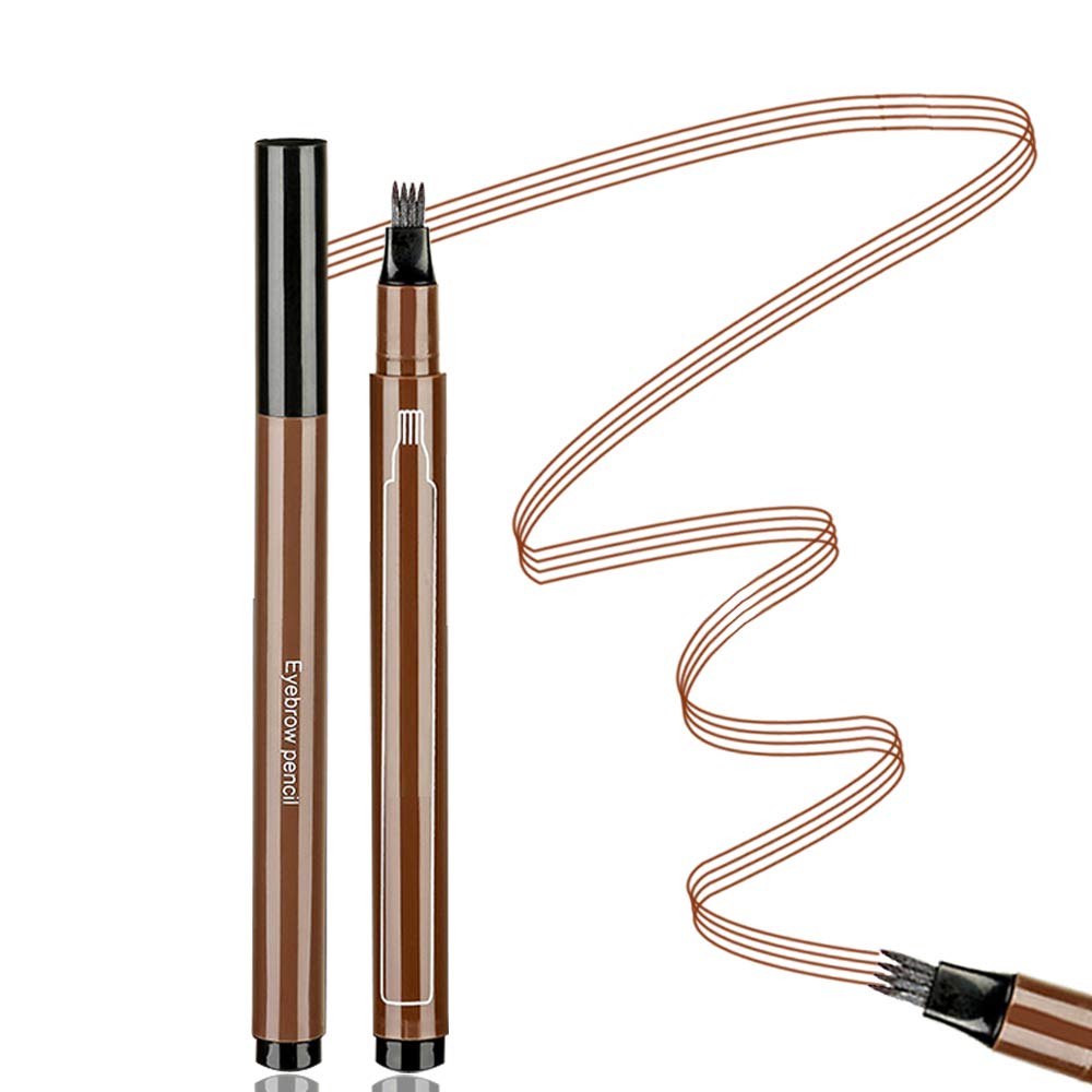 Aaiffey Eyebrow Tattoo Pen Waterproof Microblading Eyebrow Pencil with Micro-Fork Tips Applicator Creates Daily Natural Brows Makeup Long Lasting (1# Light Brown)