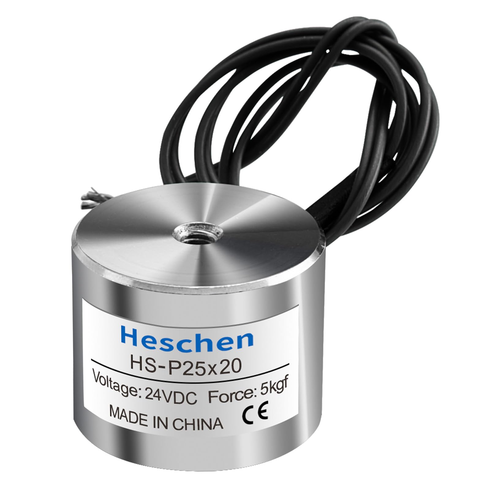 Heschen Electromagnet Magnet Solenoid, P25/20, OD 25mm, DC 24V, 5Kg/11 lb