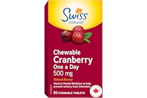 Swiss Natural – Cranberry Chewable Tablets 500mg | Prevents Urinary Tract Infections | Non-GMO, Gluten Free | No Artificial F