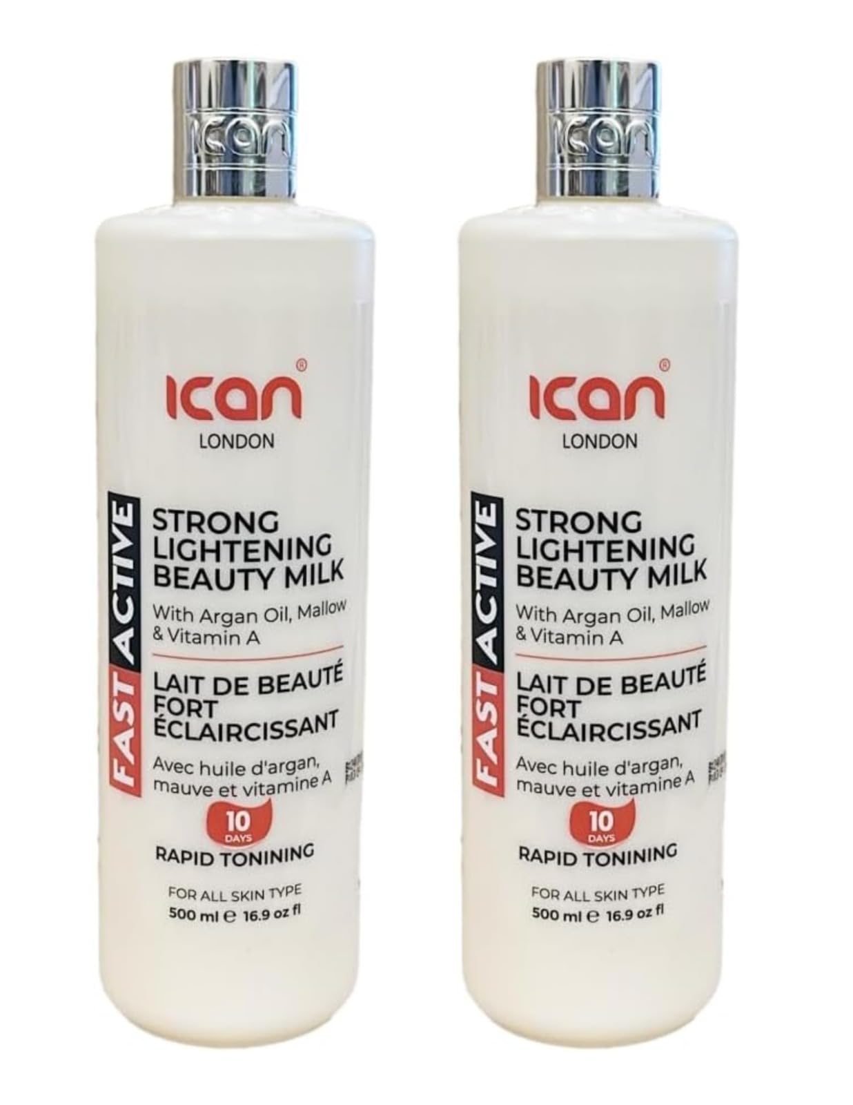 Ican London Fast Active Strong Lightening Body Milk, 2 x 500 ml