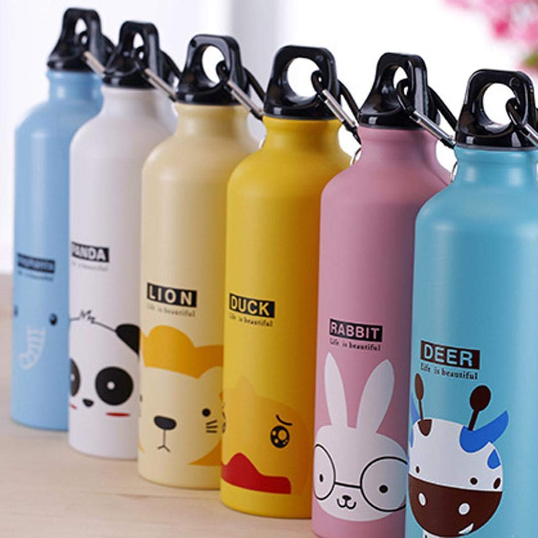 linselles 500mL Portable Sports Bottle Cute Cartoon Animal Pattern Aluminum Alloy Cup Water Bottle, Panda