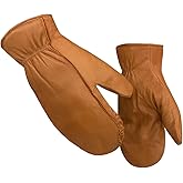 Harssidanzar Thermal Glove Mens Lambskin Outdoor Leather Mittens Gloves Thermolite Lined GM033
