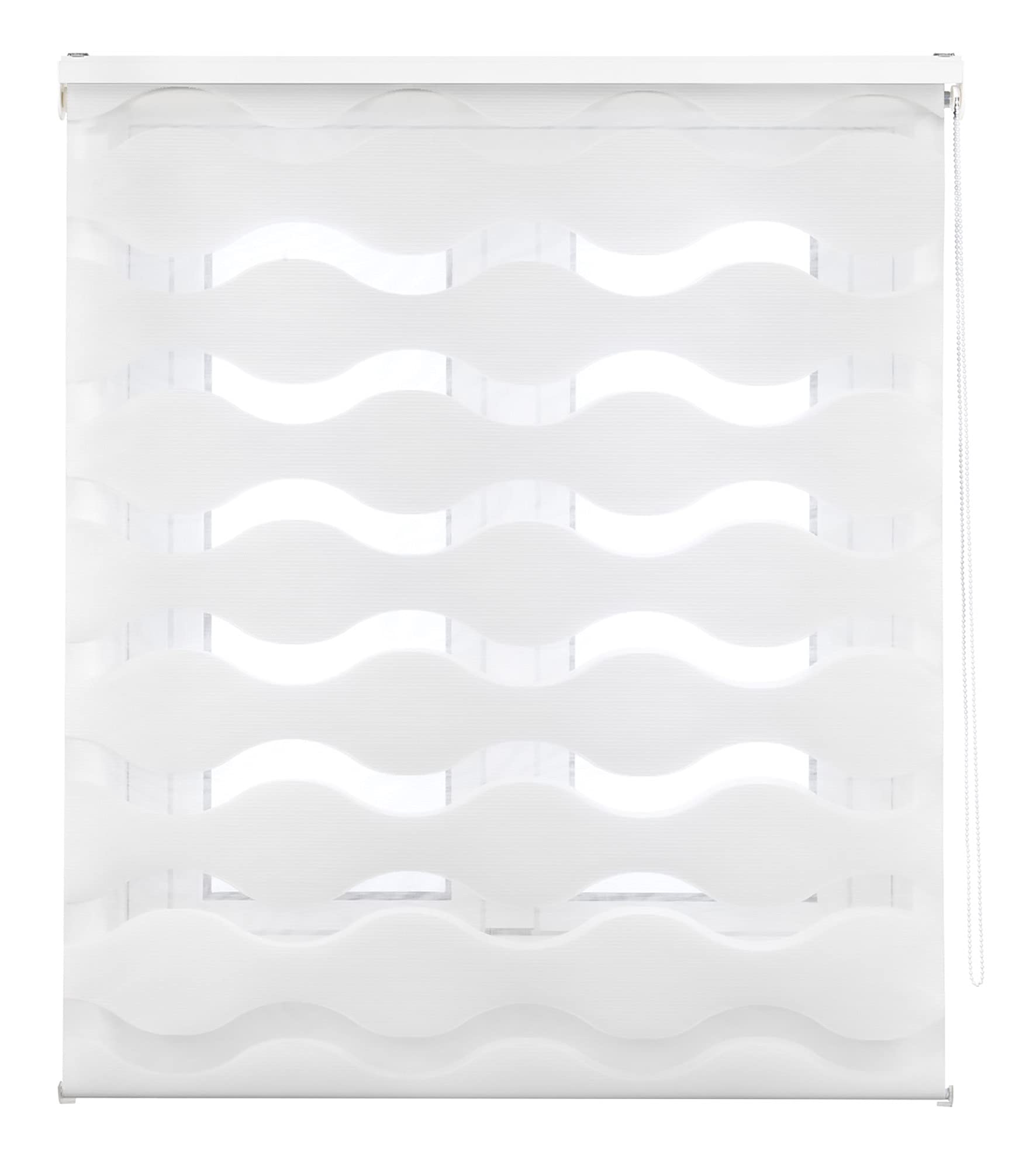 Blindecor Mediterranean Night and Day Roller Blind, White, Roller Blind, Waves, 80 x 180 cm (width x height), Fabric Size 77 x 175 cm, Elegant Night and Day Roller Blinds