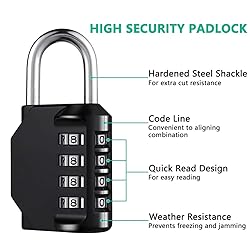 Combination Lock Resettable 4 Digit Padlock with