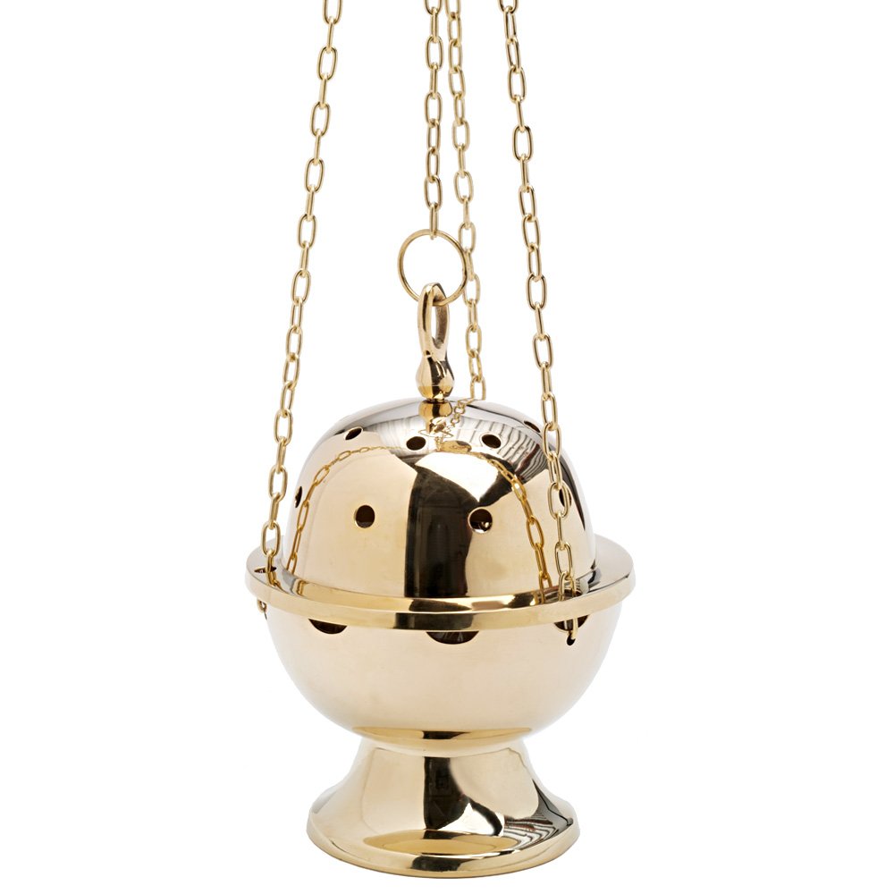 NKlaus Censer with chain 75cm inner bowl deco gold brass 7633