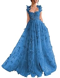YUAOHUANG 3D Butterfly Tulle Prom Dresses for Women