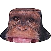 BAIKUTOUAN Big Monkey Orangotan Face Adults Beach Bucket Hat for Adults Fishing Fisherman's Cap Packable Travel Print Sun Hats