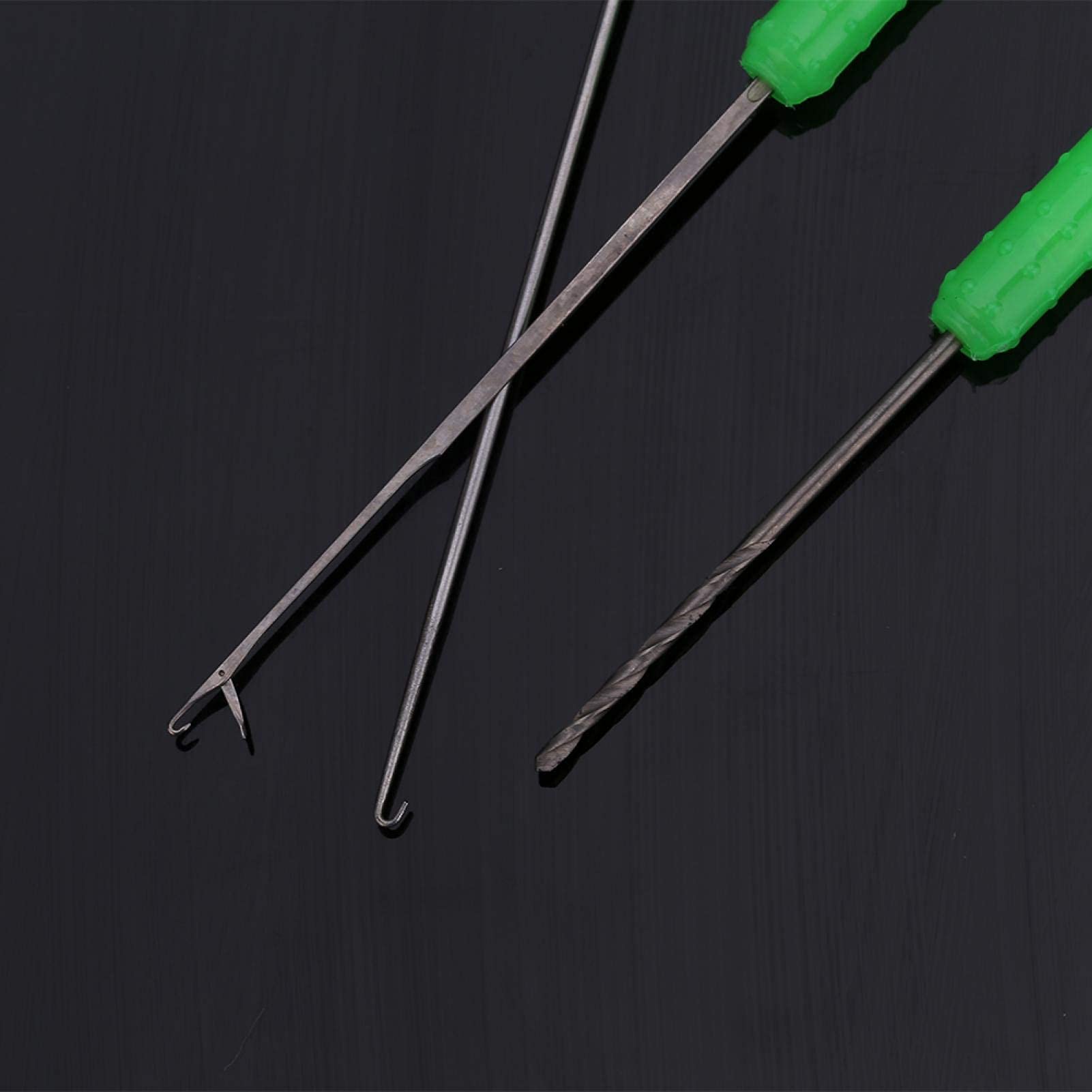 Alomejor High Carbon Steel 3 in 1 Fishing Bait Needle Tool Set Drilling Hook Needle For Making Rigs Fishing Rigging