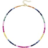 KELORIS PATH Beaded Necklace for Women, Colorful Gemstone Boho Bead Choker for Beach, Trendy Summer Natural Stone Jewelry Gifts