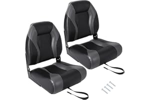 2 Pack High Back Folding Boat Seats - 23.2"x15.5" Thick Elastic Cushio Boat Chair, Waterproof Fishing Chairs for Bass Tracker