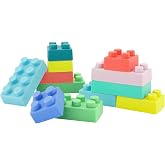 Infantino Super Soft Building Blocks, BPA-Free Sensory Toy, 12-Piece Set | Stack, squeeze, and discover. 12 super-soft blocks. Designed for sensory play, building fun, and little hands