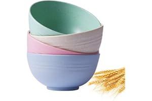 Unbreakable Cereal Bowls, 24 oz Wheat Straw Bowls Set of 4, BPA Free Reusable Snack Bowls, Dishwasher and Microwave Safe, Eco