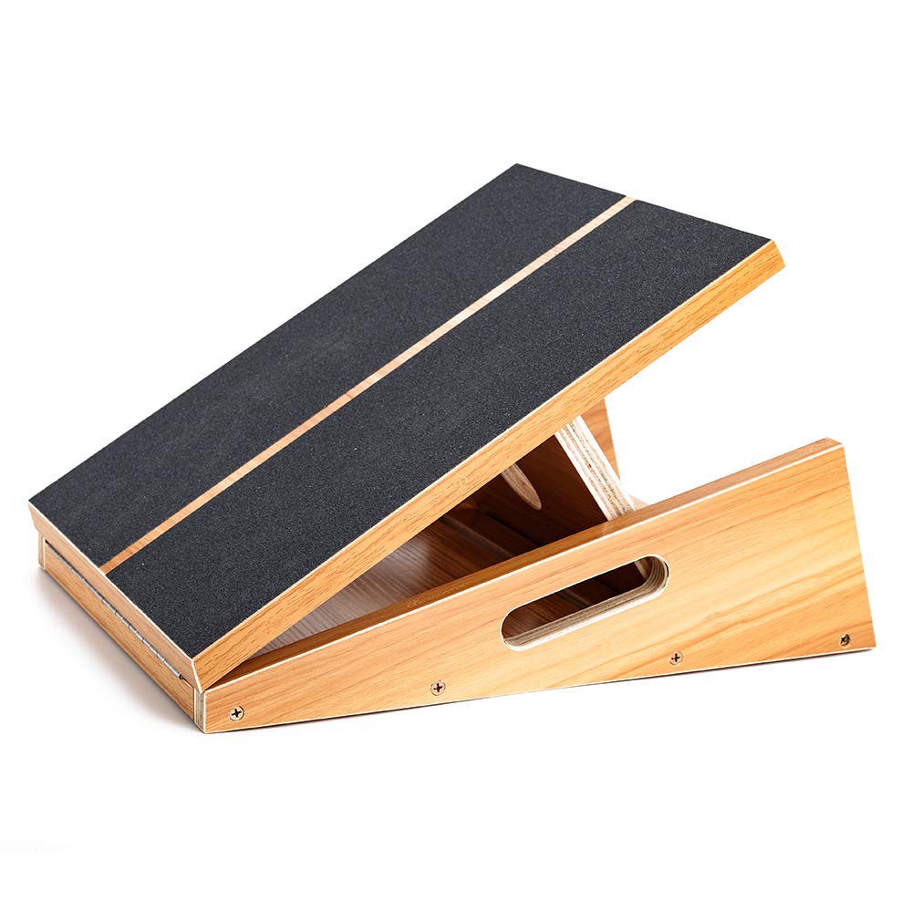 Professional Wooden Slant Board, Adjustable Incline Board and Calf Stretcher, Stretch Board - Extra Side-Handle Design for Portability - 16" X 12.5", 5 Positions