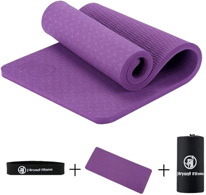 Purple 3 in 1 TPE Yoga Knee Pads High Density Non Slip Thick 10 mm Knees Wrists and