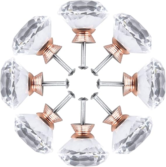 HQdeal Schubladenknöpfe, 8 Stück 40mm Kristall Diamant Schrankknöpfe
