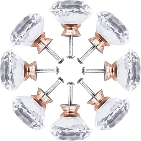 HQdeal Schubladenknöpfe, 8 Stück 40mm Kristall Diamant Schrankknöpfe