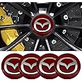 JDclubs 4pcs 2.22inch Car Logo ABS Material Wheel Center Cap Sticker Wheel Emblem Badge Logo Stickers (fit Mazda red)