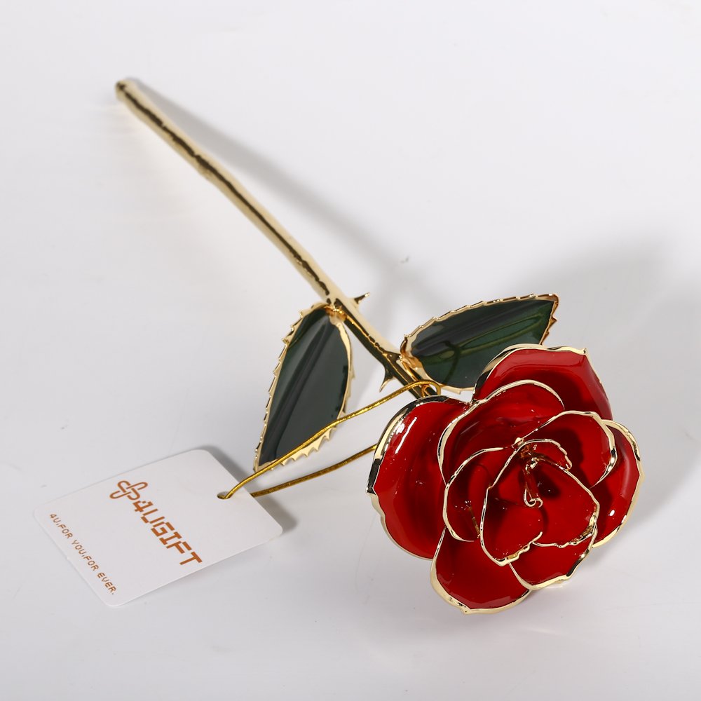4UTK®Valentine's Day Red Rose, Love Forever, Rose Dipped In 24k Gold