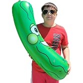 Giant Jumbo 36" Green Inflatable Smiling Pickle Head (3 FEET) Vinyl. Blow Up Face Beach Pool Float Noodle Gag Prank Joke Party Decoration DJ Promo Dance Give Away Cucumber (1 Pack)