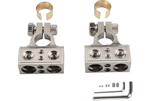 Battery Terminal Connectors Dual 1/0 and 8 Gauge Positive Negative Battery Terminals kit with Replacement Screws Wrench (1 Pa
