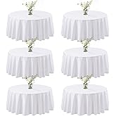 joybest 6 Pack Round Tablecloths - 70 Inches in Diameter White Table Cloth Fit 30 to 54 Inches Tables, Washable Polyester Fabric Table Cover for Wedding Banquet Birthday Party Buffet