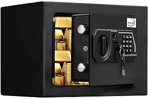 Tenamic Safe Box 0.23 Cubic Feet Electronic Digital Security Box, Keypad Lock Box Cabinet Safes, Solid Alloy Steel Office Hotel Home Safe, HB17 Black