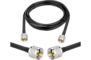 Superbat CB Coax Cable, RG8x Coaxial Cable 6ft UHF PL259 Male to Male Low Loss CB Antenna Cable 50 Ohm for HAM Radio, Antenna Analyzer, Dummy Load, SWR Meter