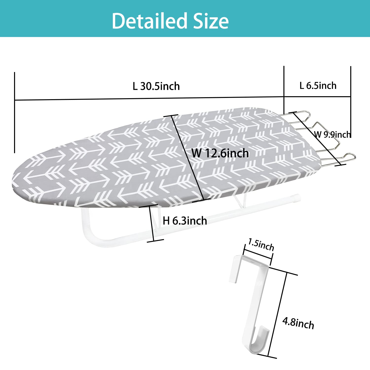 Tabletop Ironing Board with Folding Legs, Portable Small Ironing Board with Extra Thick Heavy Duty Cotton Padding Cover, Space Saving Mini Iron Board for Dorms, Laundry and Craft Room