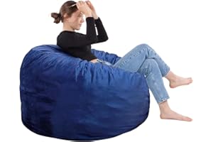 SEASXOLTE Bean Bag Chair 3Ft, Memory Foam Filled, Removable Velvet Cover, Bean Bag Chairs for Adults and Teens, Round Sofa Chair for Living Room, Bedroom and Gaming Room, Navy Blue