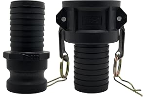 TALEGEN Camlock Fittings 2 Inch Type C & E Polypropylene Cam and Groove Couplings with 2" Female & Male Camlocks, Hose Shank Fittings