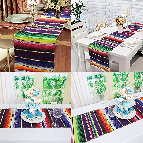 Mexican Table Runner 14 x 84 inch Colorful Striped Mexican