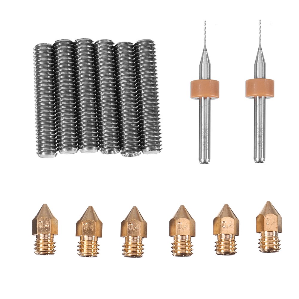 DollaTek M6x30mm throat with teflon tube 0.4mm 1.75mm brass nozzle with cleaning drill bit DIY kit