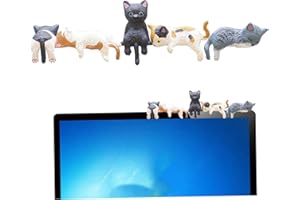 Mini Cat Figurines, 5PCS PVC Computer Monitor Decor, Realistic Cute Cat Figurine for Home Office Car Decor