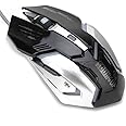 SOON GO Gaming Mouse Professional Adjustable 3200 DPI Precise Sensitivity Optical High-Grade USB Wired Pro Gamer Mouse with 4 Color Breathing Light and Stable Steel Black