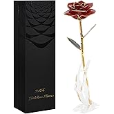 Anniversary Birthday Gifts for Women Forever Gold Dipped Rose Christmas Women Gifts 24k Gold Plated Eternal Flower Love Romantic Rose Gifts Box for Anniversary Valentines Day,Mothers Day,Birthday(red)