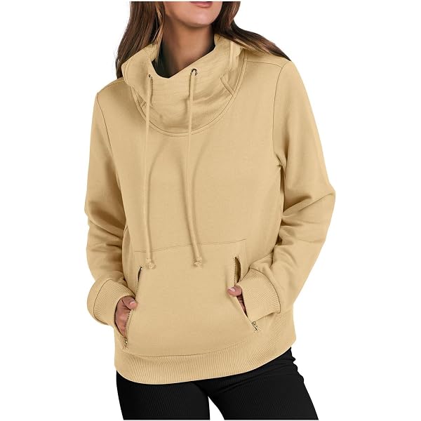 Handyulong Women's Fleece Hoodie - Sherpa Lined, Warm Pullover With Pockets, Beige XXL - View #5